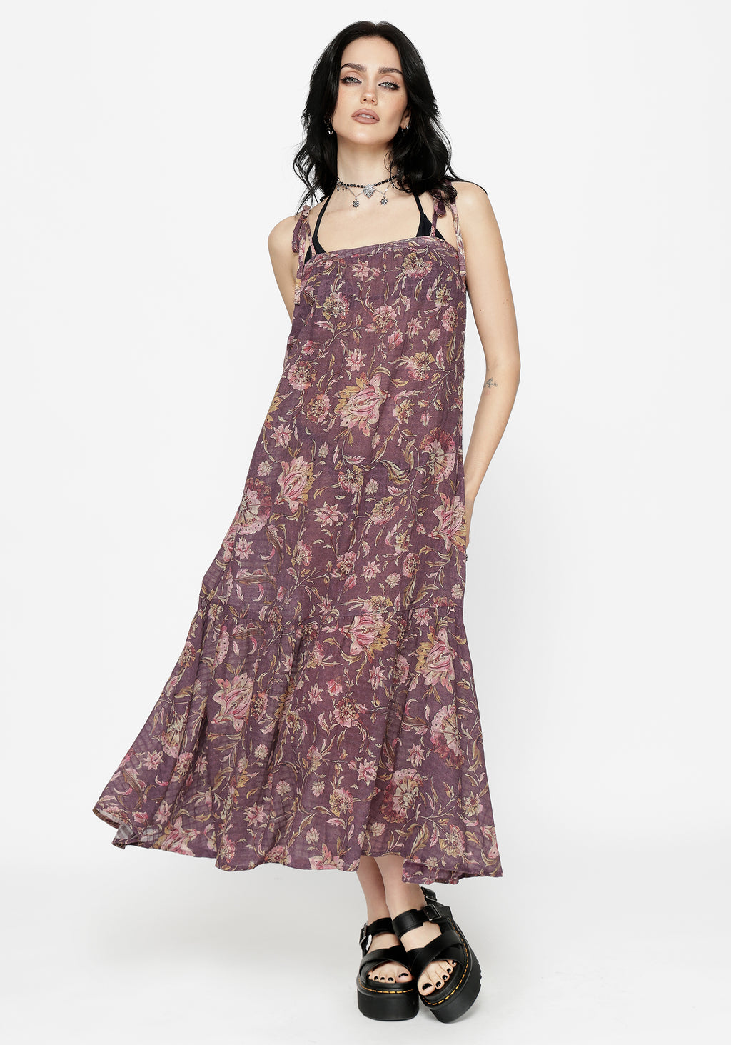 Skye Print Tiered High Low Beach Midaxi Dress – Disturbia