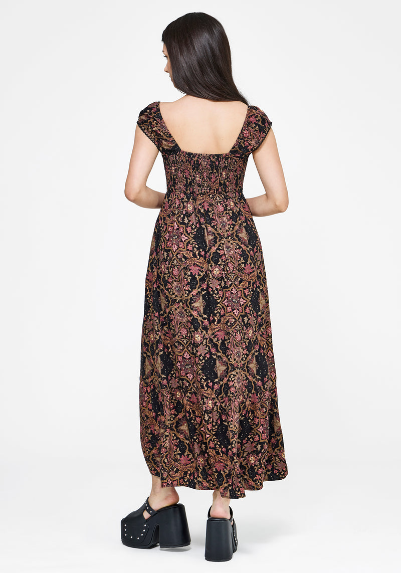 chinese dress ladies Black Tulle Dot Milkmaid Dress