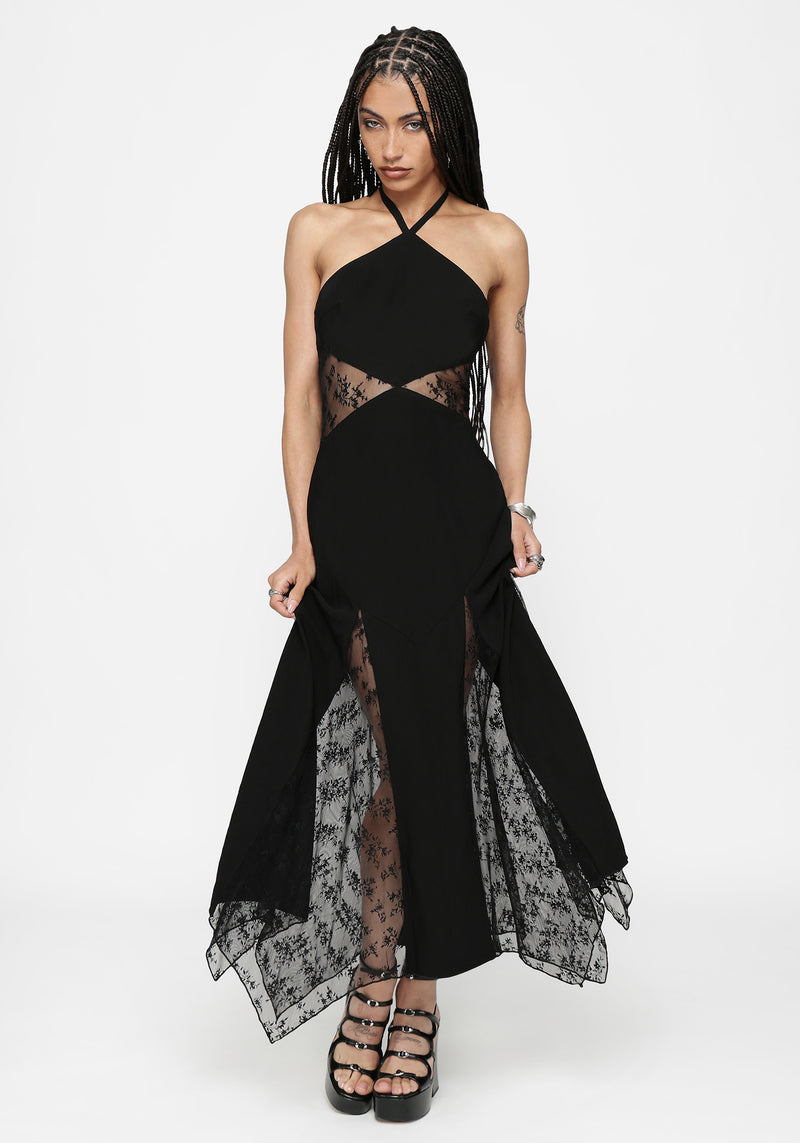 Endora Lace Side Panel Halterneck Maxi Dress Disturbia Endora Lace Side Panel Halterneck Maxi Dress Disturbia