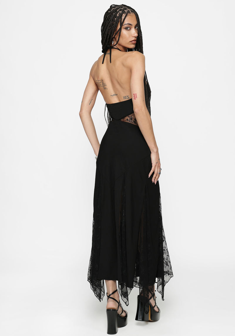 Endora Lace Side Panel Halterneck Maxi Dress Disturbia Endora Lace Side Panel Halterneck Maxi Dress Disturbia