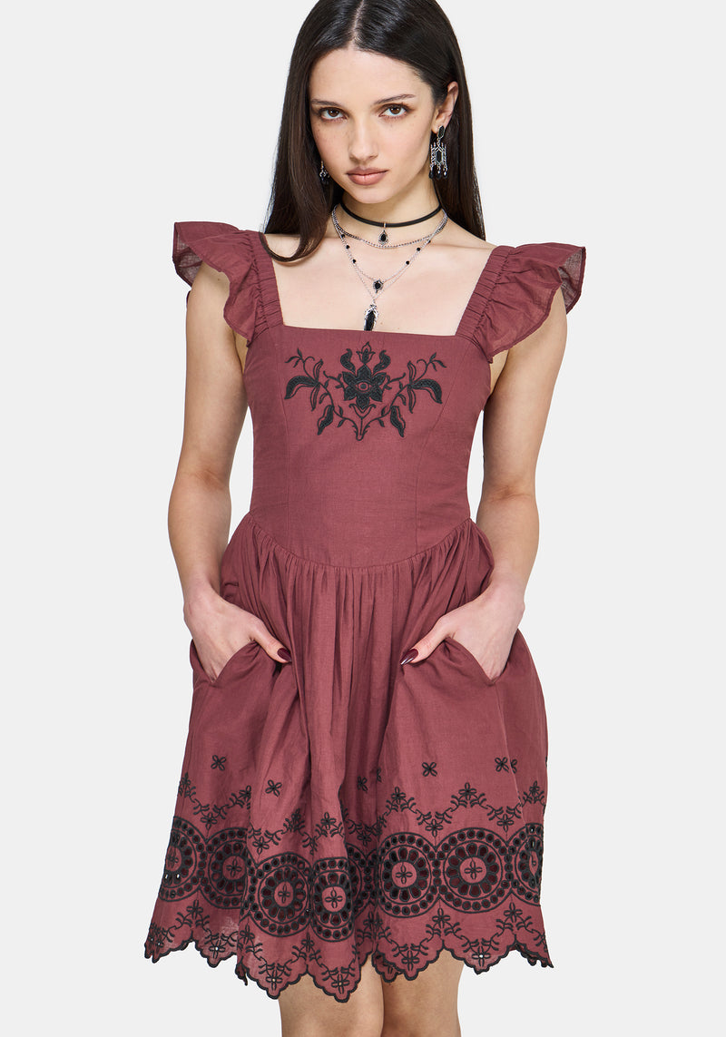 broderie mini dress Noirette Broderie Mini Dress – Disturbia