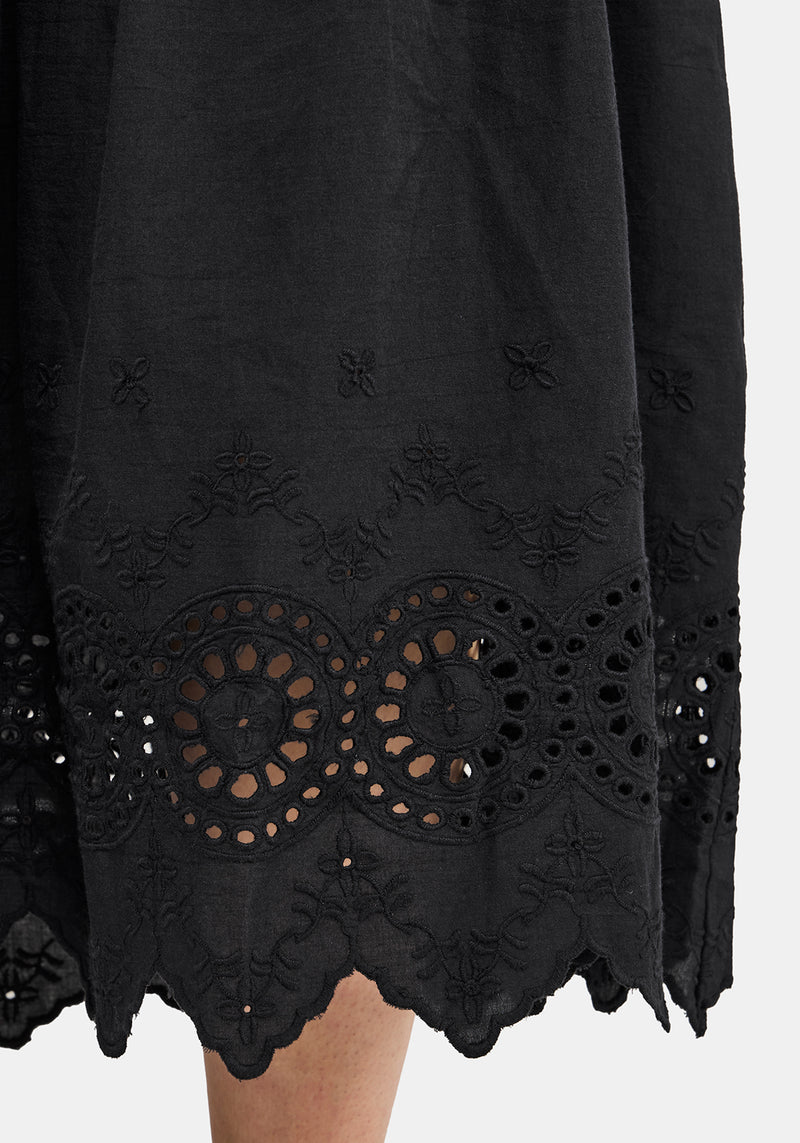 black broderie midi dress Noirette Broderie Midi Dress – Disturbia