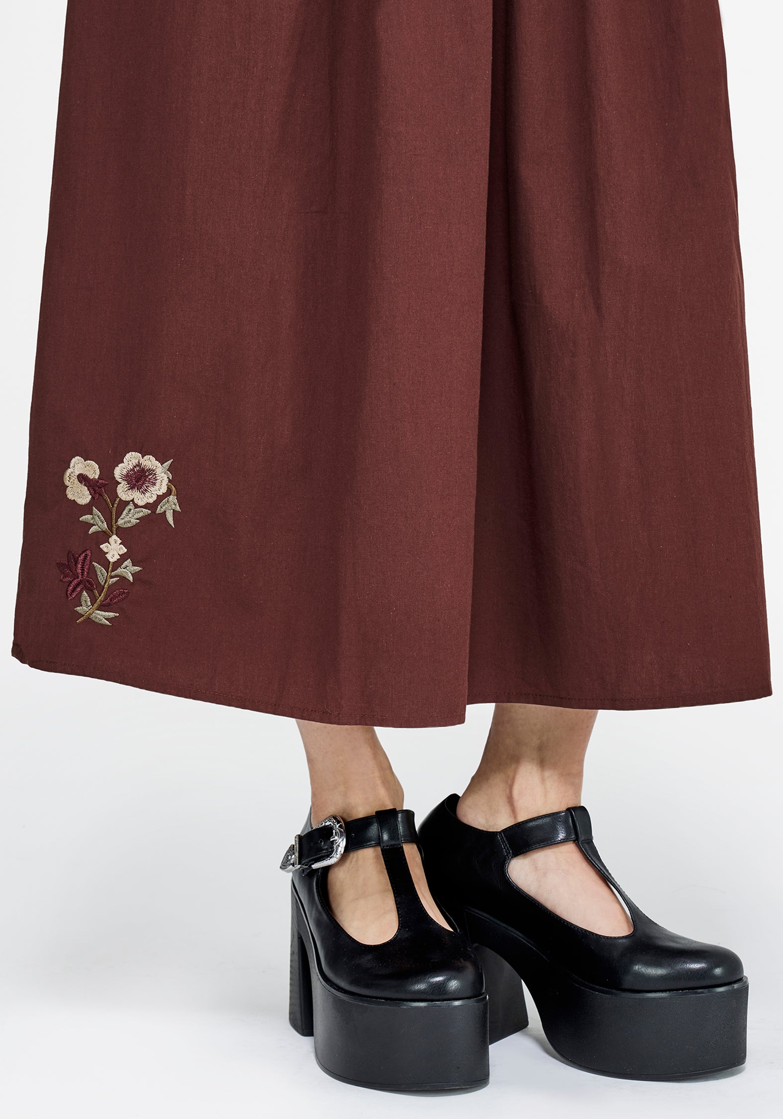 Arianwen Embroidered Puff Sleeve Midaxi Dress - Rust