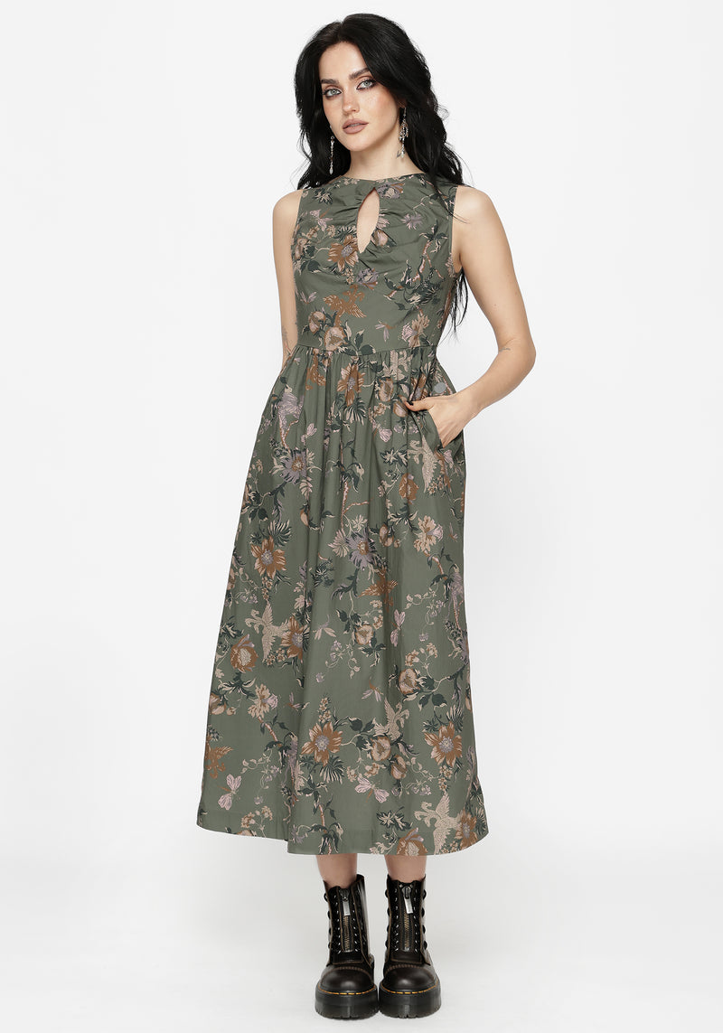 midi type dress Poison Eden Print Cut Out Midi Dress – Disturbia