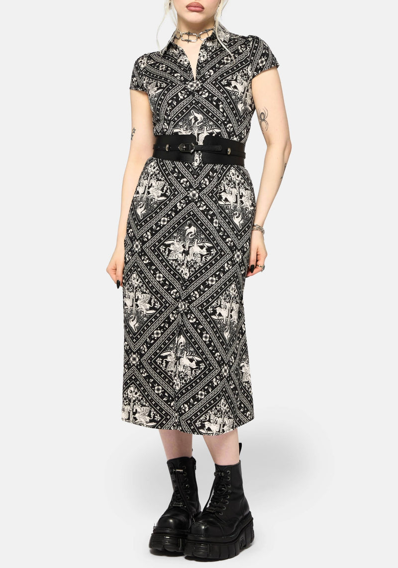 fitted shirt midi dress Women's Lexi Short Sleeve Fit & Flare Midi Dress | Blue main image 1