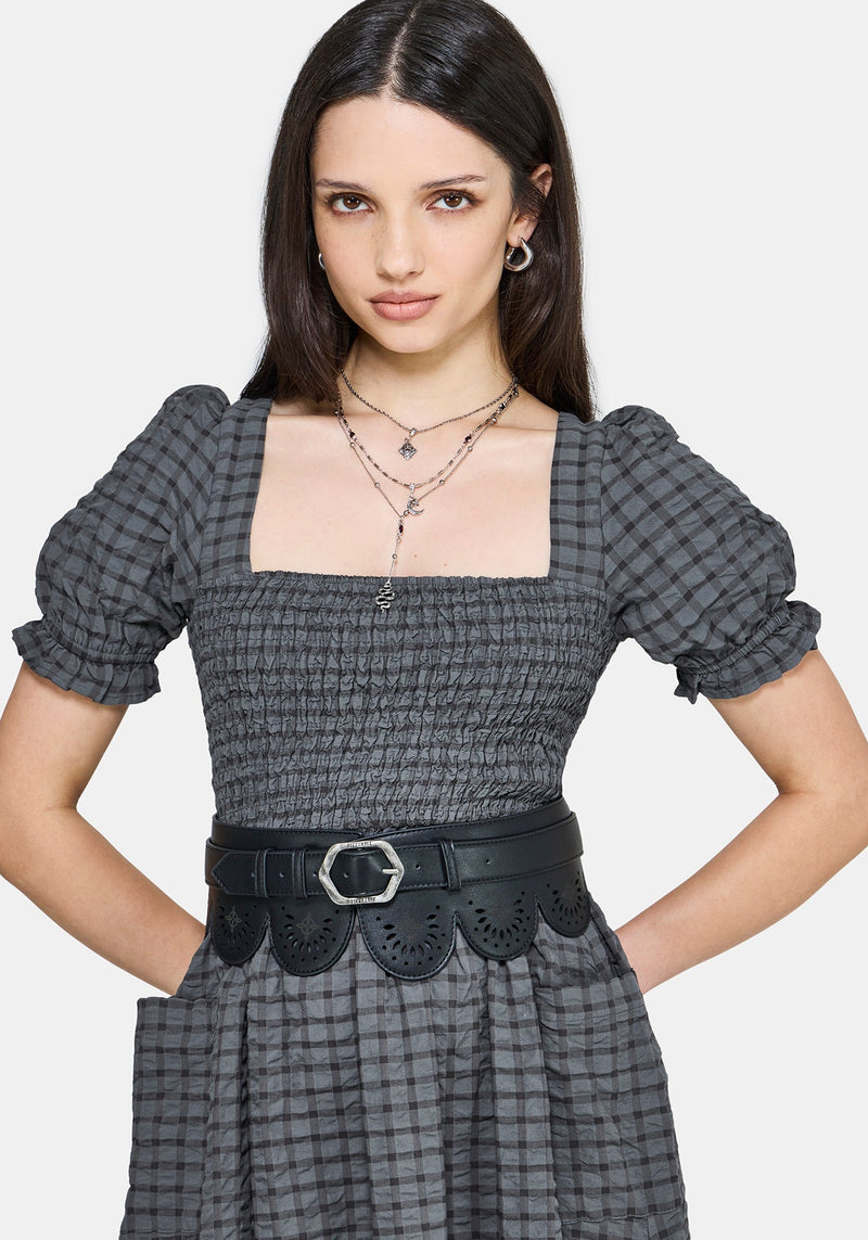 Nimira Check Handkerchief Hem Midi Dress – Disturbia
