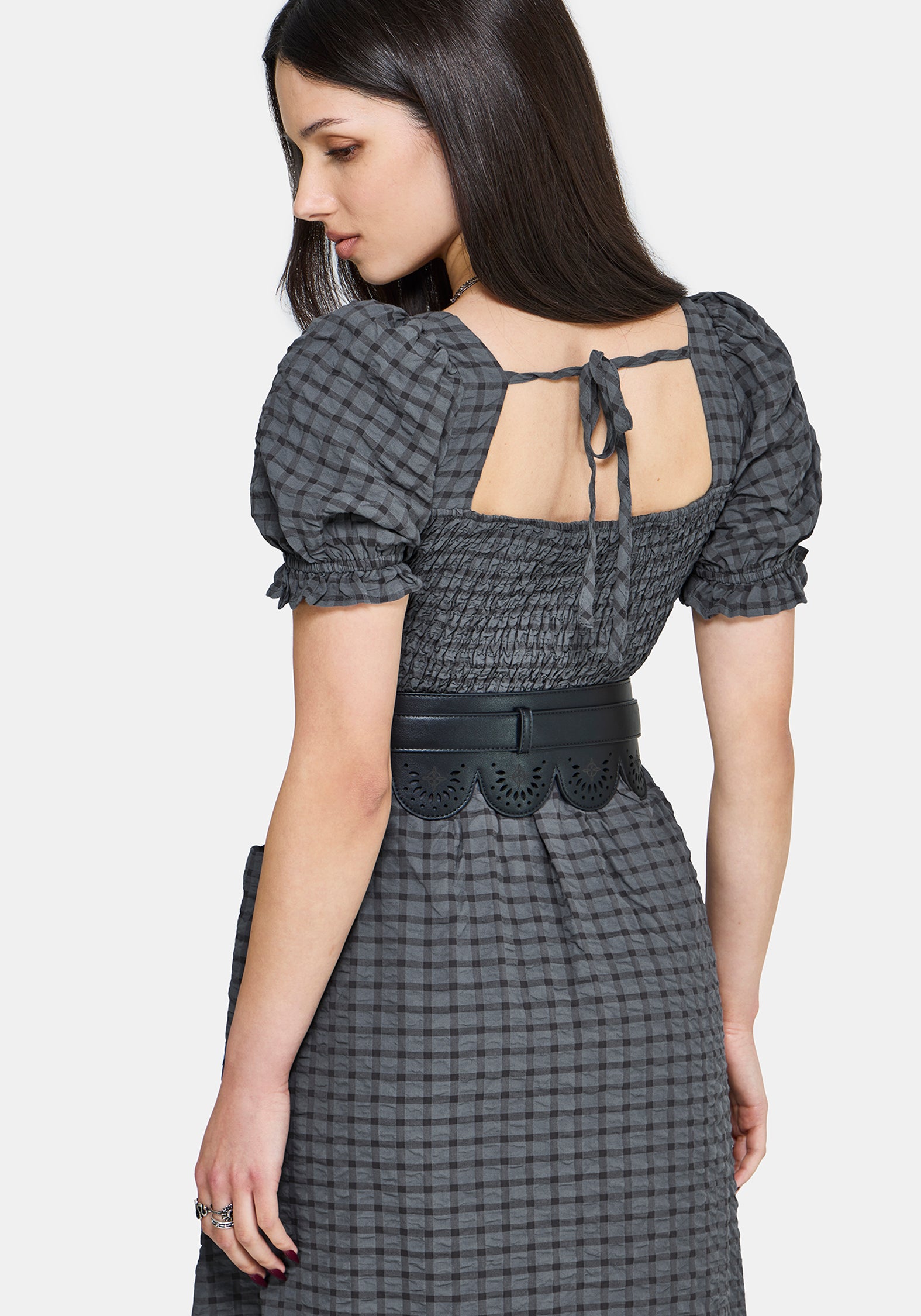 Nimira Check Handkerchief Hem Midi Dress – Disturbia
