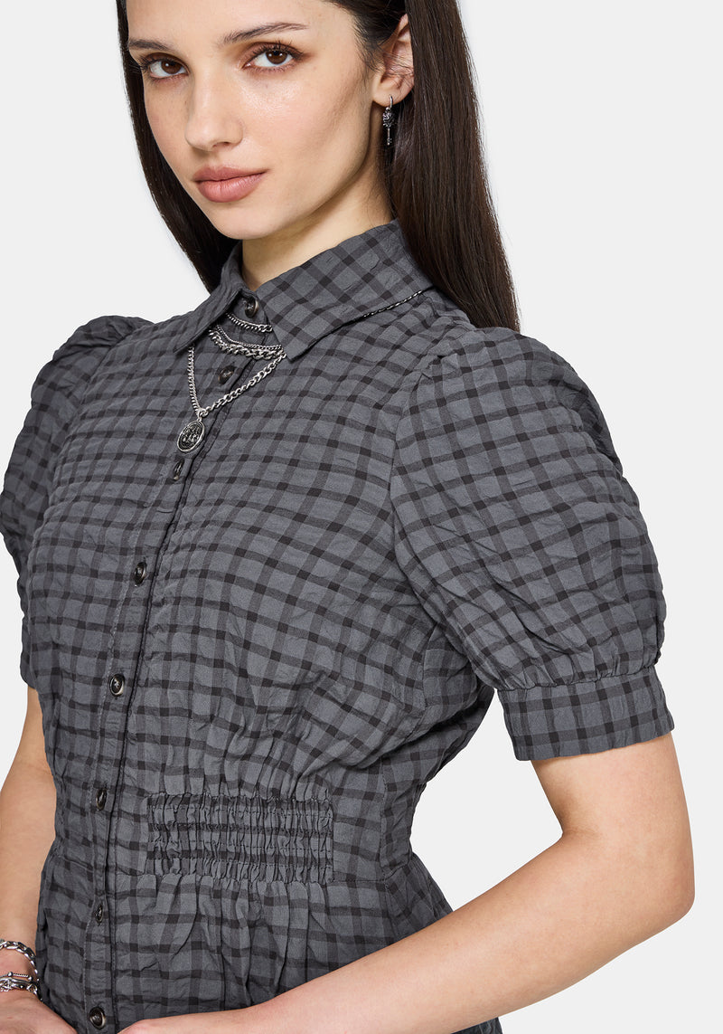 Nimira Check Puff Sleeve Mini Dress – Disturbia
