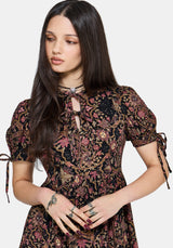 Mythos Print Tie Front Mini Dress