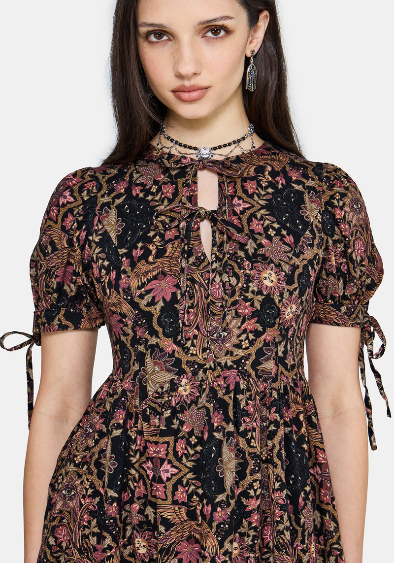 myth mini dress Mythos Print Tie Front Mini Dress