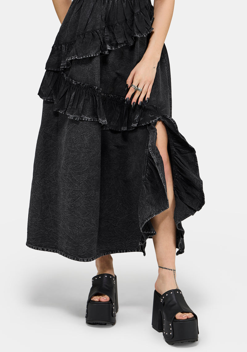 Corvina Fitted Bodice Waterfall Tiered Midaxi Dress  Disturbia