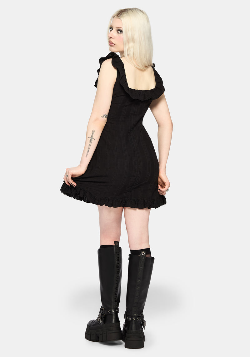 mini black smock dress Nephra Frilly Sleeve Trapeze Mini Smock Dress – Disturbia
