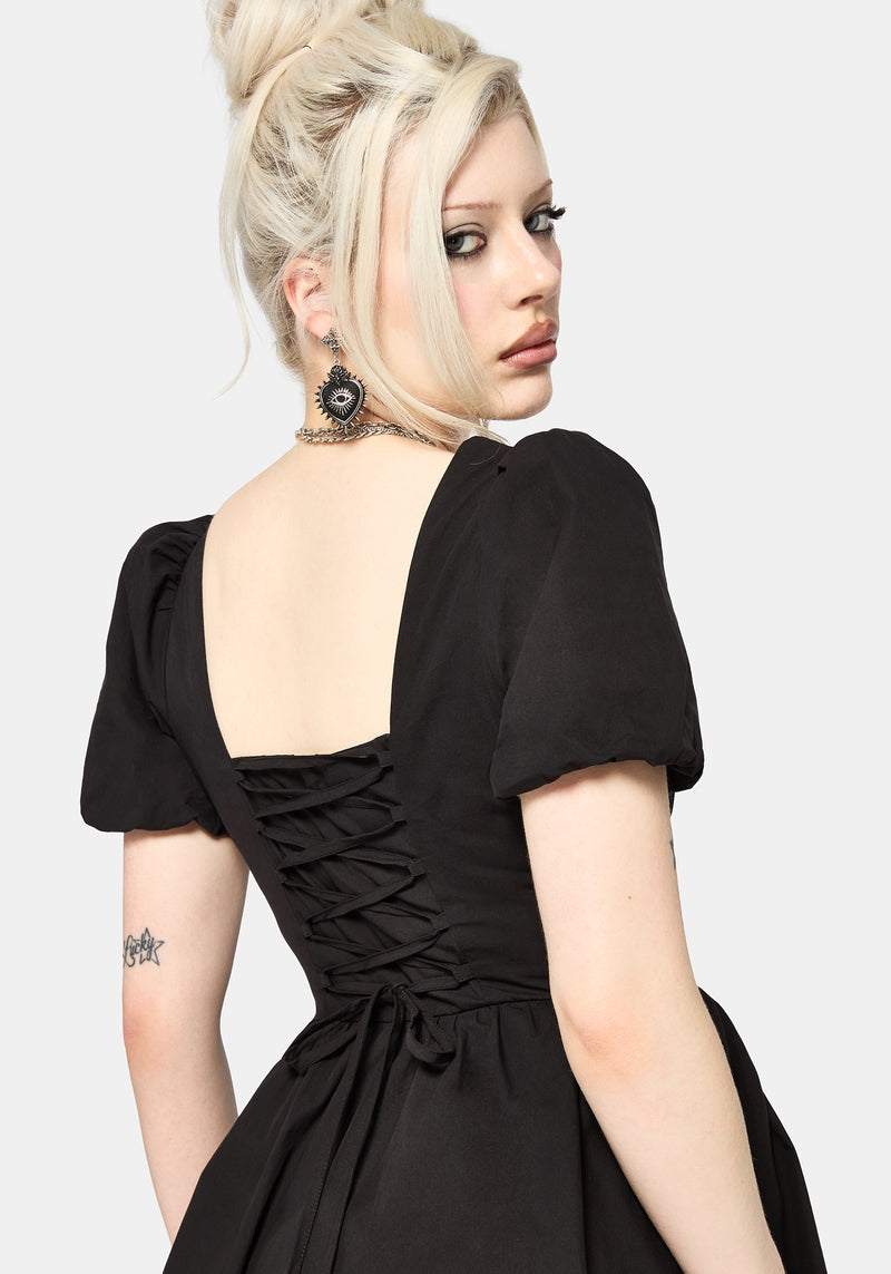 lace up corset mini dress in black Myxal Crystal Lace Up Corset Mini Dress In Black L