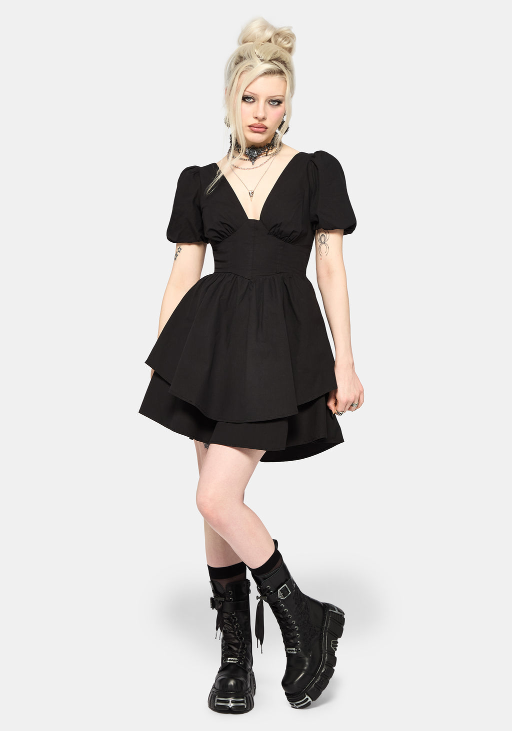 black lace and sequin dress Black Sequin Lace Ruffle Dress – Jennafer Grace main image 0