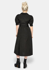 Jenna Stripe Cotton Tie Midi Dress US 2