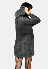 Aelin Sword Applique Hooded Sweater Dress - Black