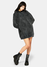 Aelin Sword Applique Hooded Sweater Dress - Black