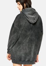 Aelin Sword Applique Hooded Sweater Dress - Black