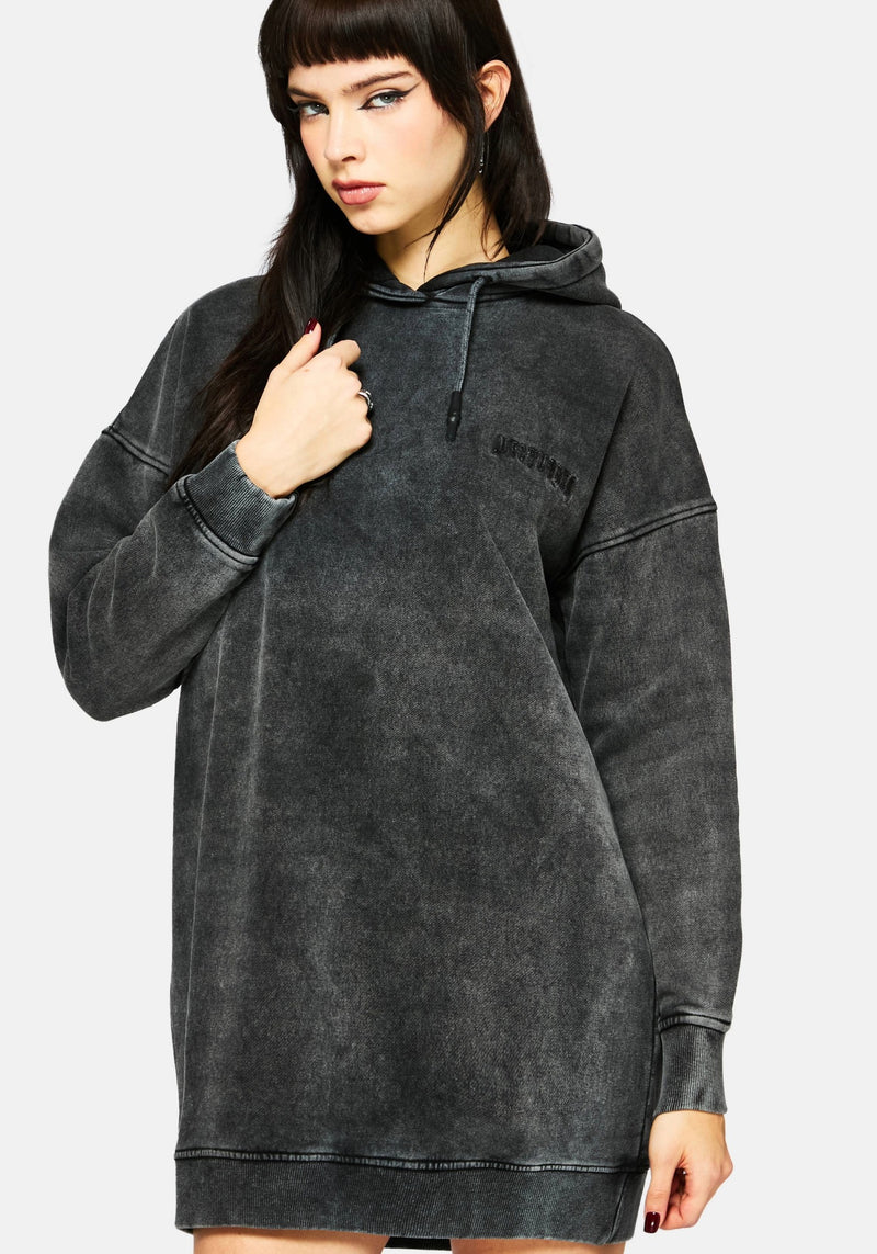 Aelin Sword Applique Hooded Sweater Dress - Black Disturbia Aelin Sword Applique Hooded Sweater Dress - Black Disturbia