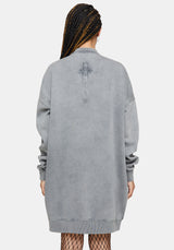 Aelin Sword Applique Sweater Dress - Grey