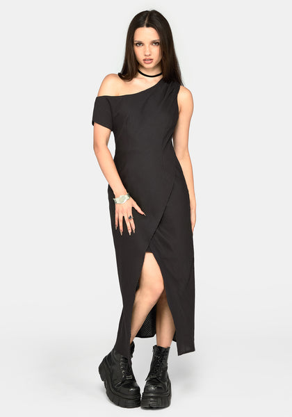 Lila Asymmetric Stripe Midaxi Dress – Disturbia