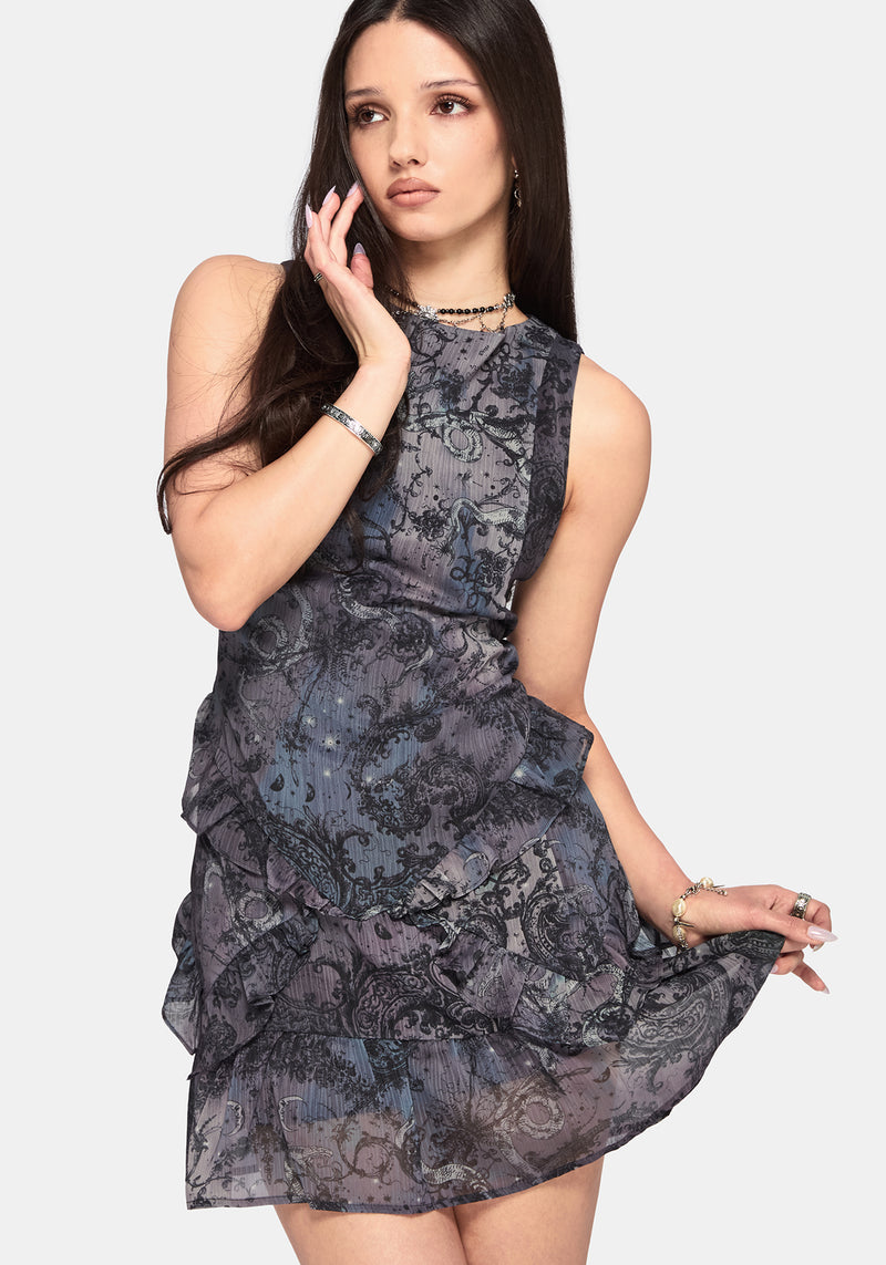 gaia mini dress Gaia Celestial Print Chiffon Mini Dress