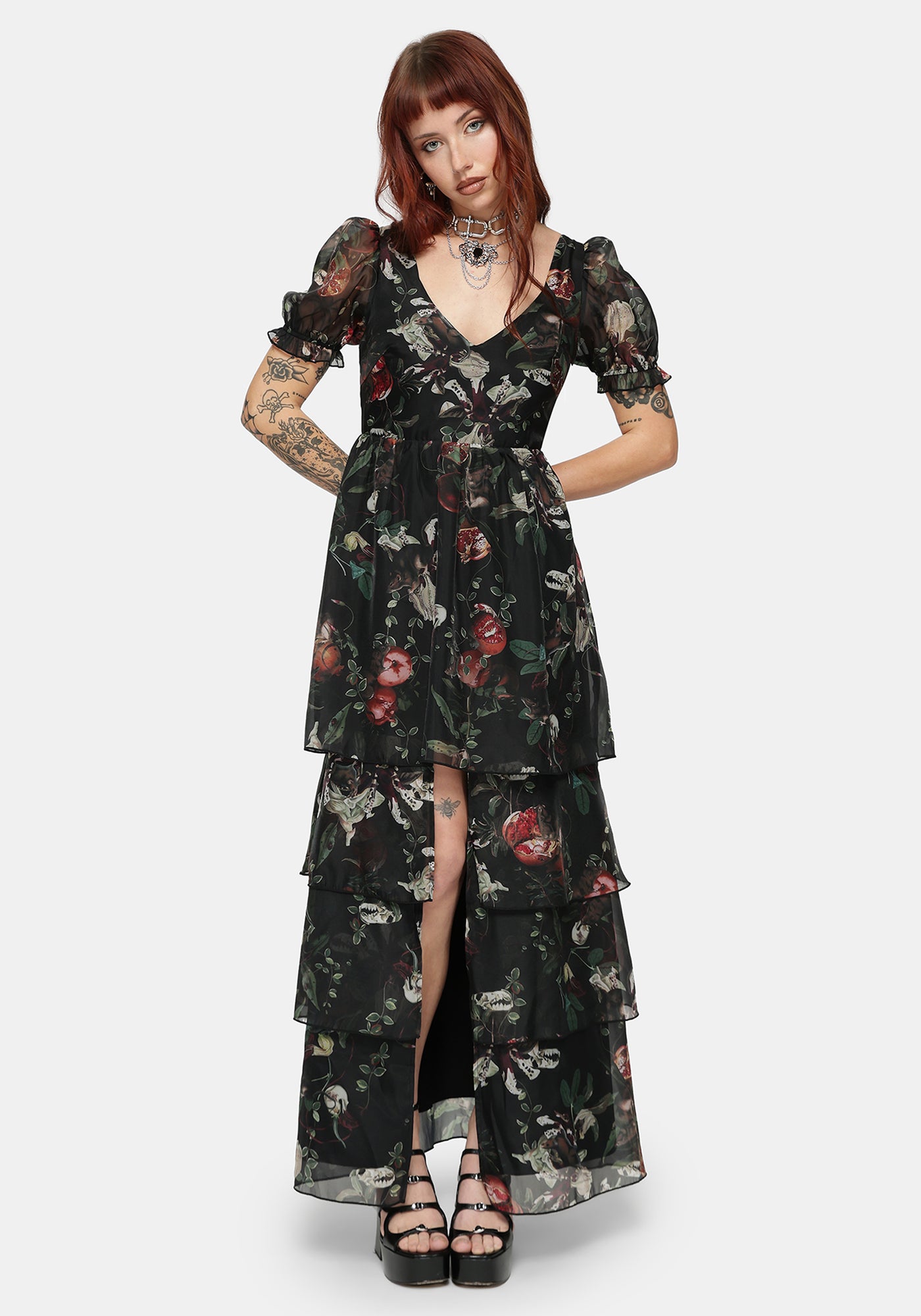 anahera maxi dress Anara Fruit Print Tiered Gown – Disturbia