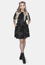 Ruin Fern Printed Tie Back Mini Dress - Grey