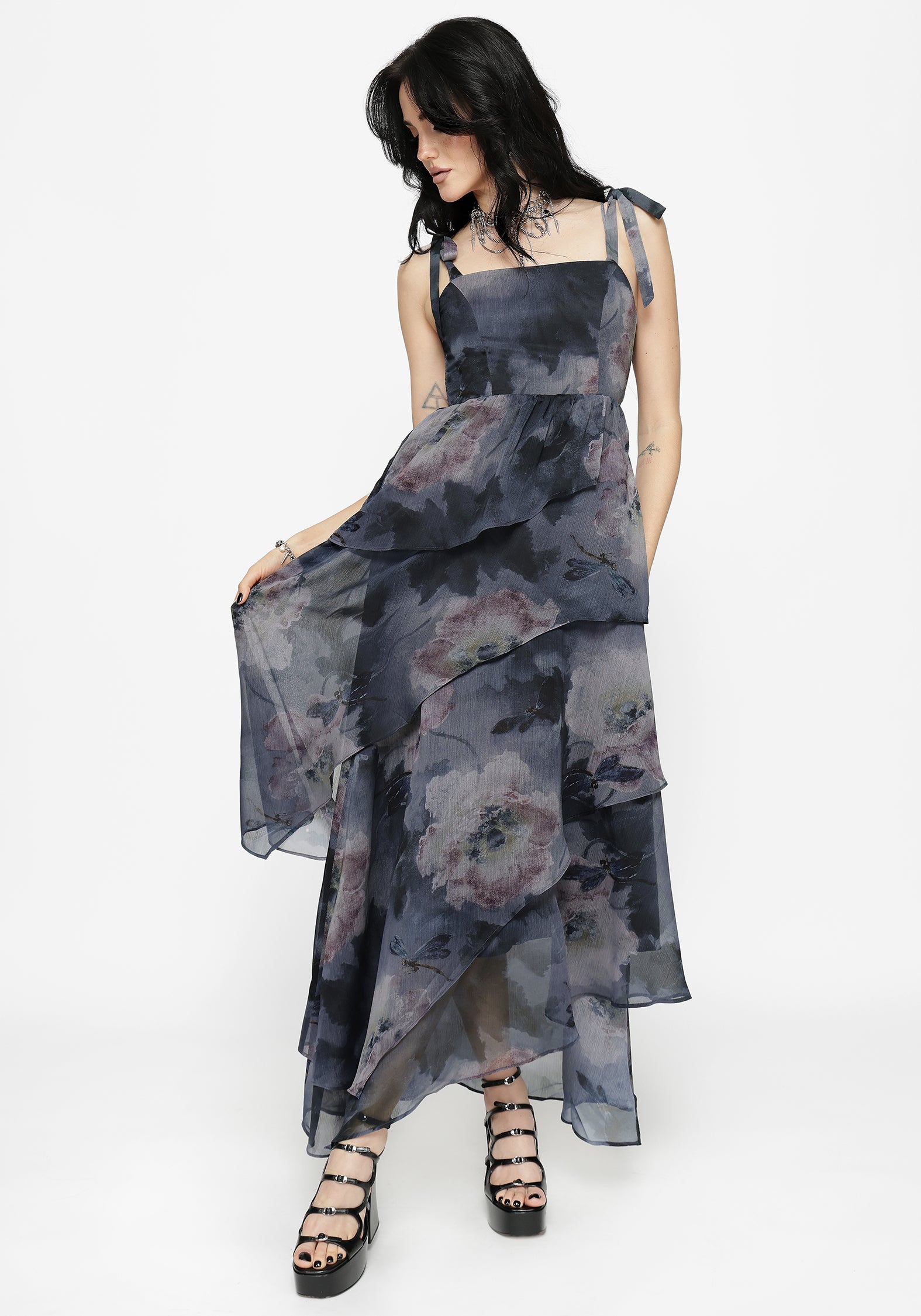 Ophelie Chiffon Tiered Maxi Dress – Disturbia