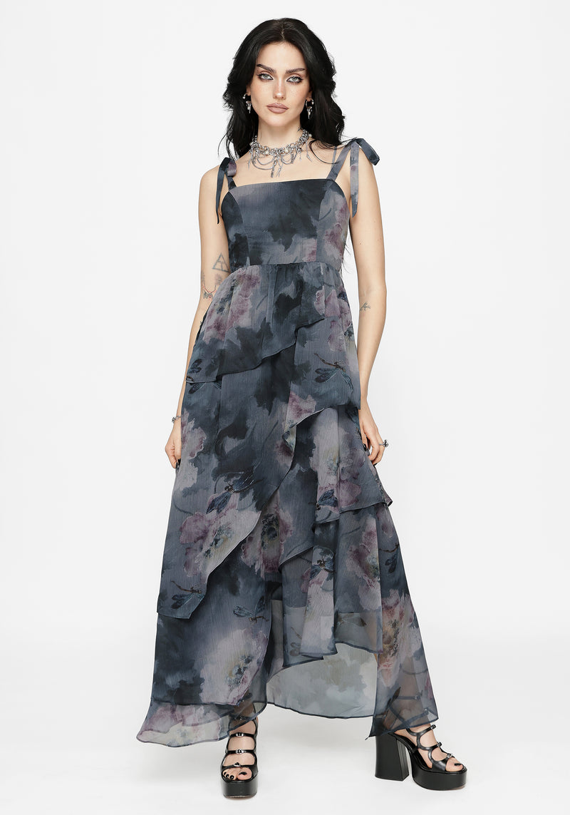 chiffon layered dress Blue chiffon tiered dress main image 0