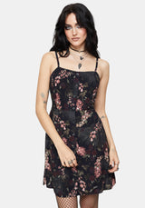 Noctua Owl Foxglove Printed Button Up Cami Mini Dress