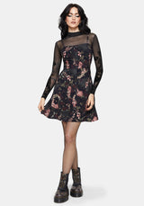 Noctua Owl Foxglove Printed Button Up Cami Mini Dress