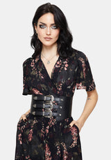 Noctua Owl Foxglove Printed Wrap Midaxi Shirt Dress