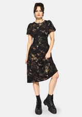 Harpyiai Print Puff Sleeve Midi Dress
