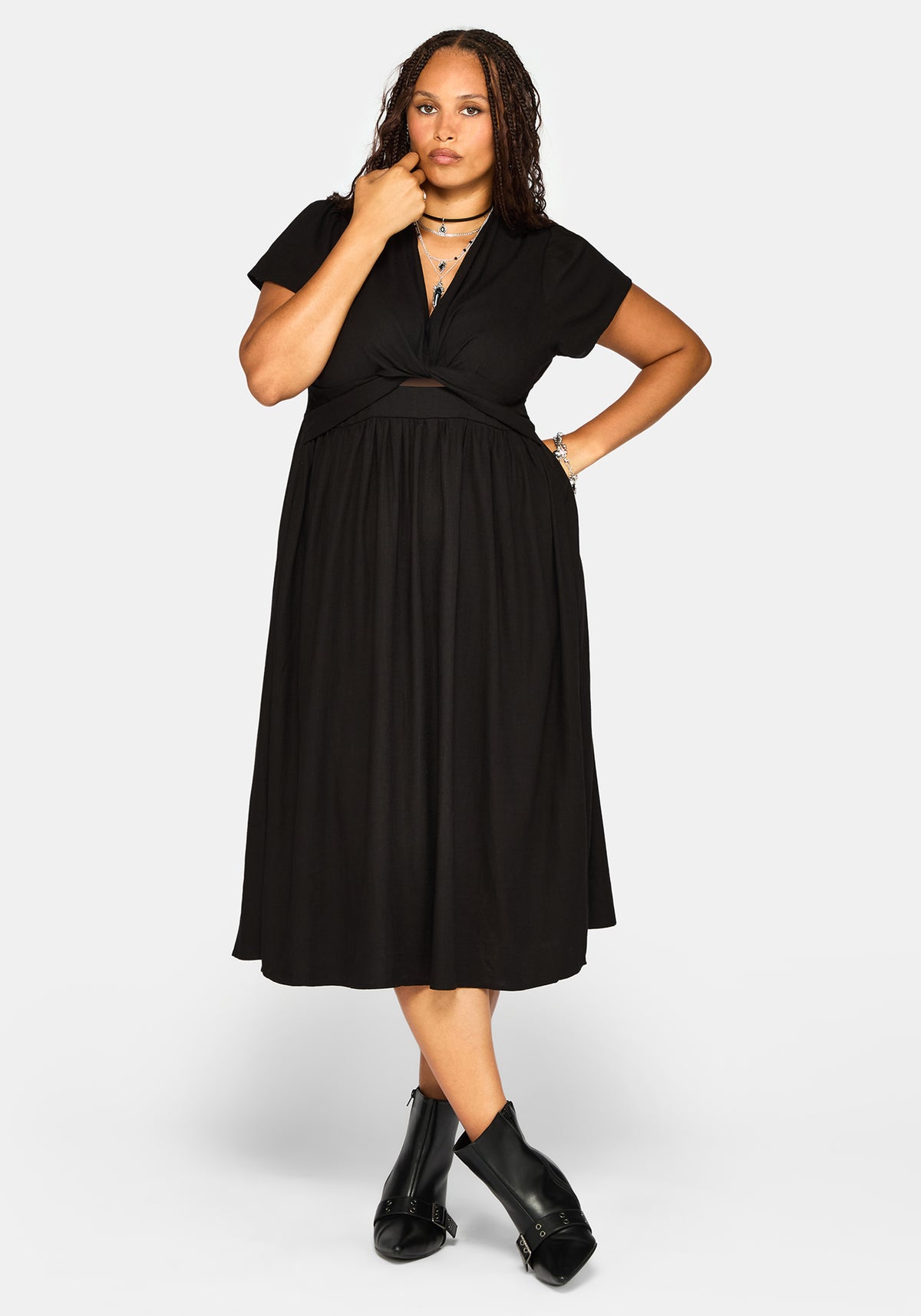 Ramone Twist Front Midi Dress