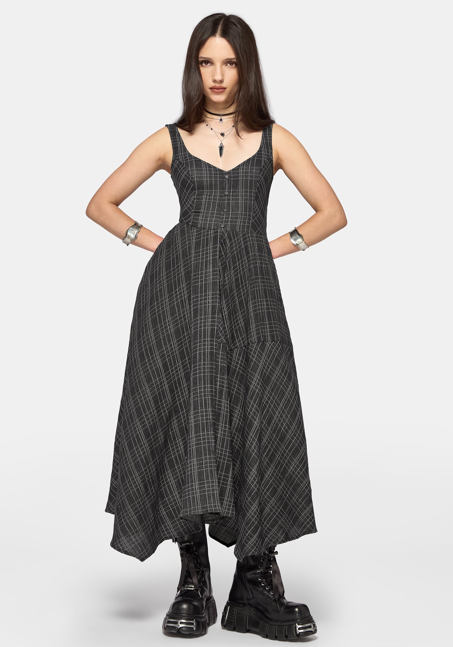 Caledon Check Gauze Midaxi Dress