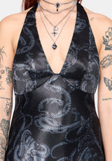 Ophion Print Satin Halterneck Mini Dress
