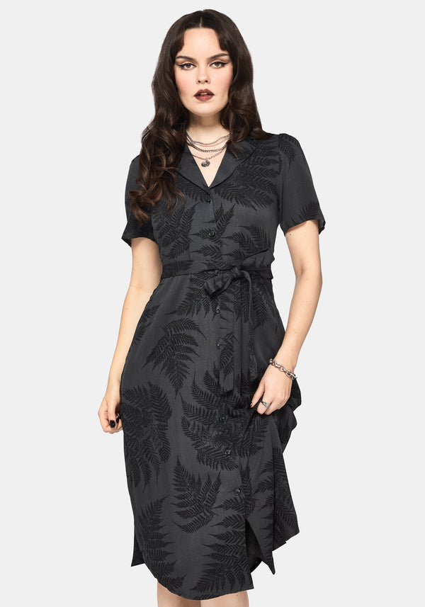 fern midi shirt dress Ruin Fern Printed Button Up Midi Shirt Dress