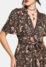 Faela Fairy Tie Waist Wrap Midi Dress US 2