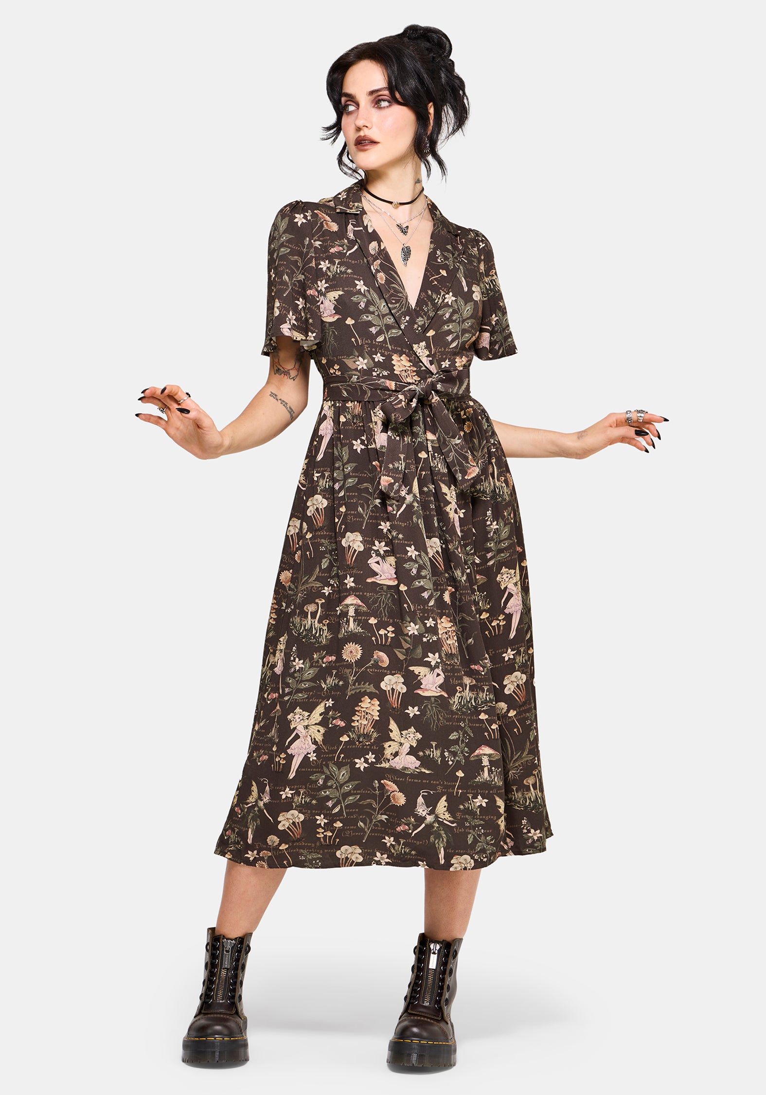 Faela Fairy Tie Waist Wrap Midi Dress US 2