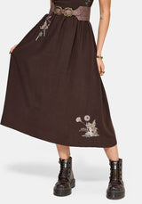 Faela Fairy Embroidered Milkmaid Ruched Midi Dress US 2