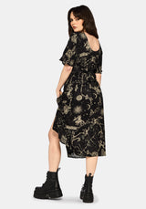 Isolde Medieval Map Tie Back Midi Dress