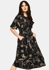 Isolde Medieval Map Tie Back Midi Dress