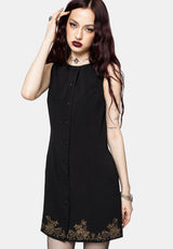 Ismay Vine Embroidered Hem Button Up Mini Dress