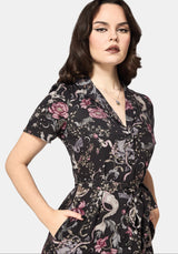 Merunicorn Enchanted Forest Print Midi Shirt Dress