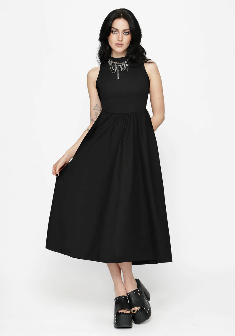high neck long sleeve open back midaxi dress Morthira Open Back Lace Up Midaxi Dress – Disturbia