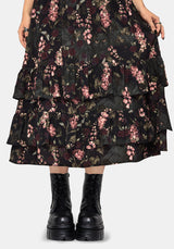 Noctua Owl Foxglove Printed Tiered Midaxi Dress