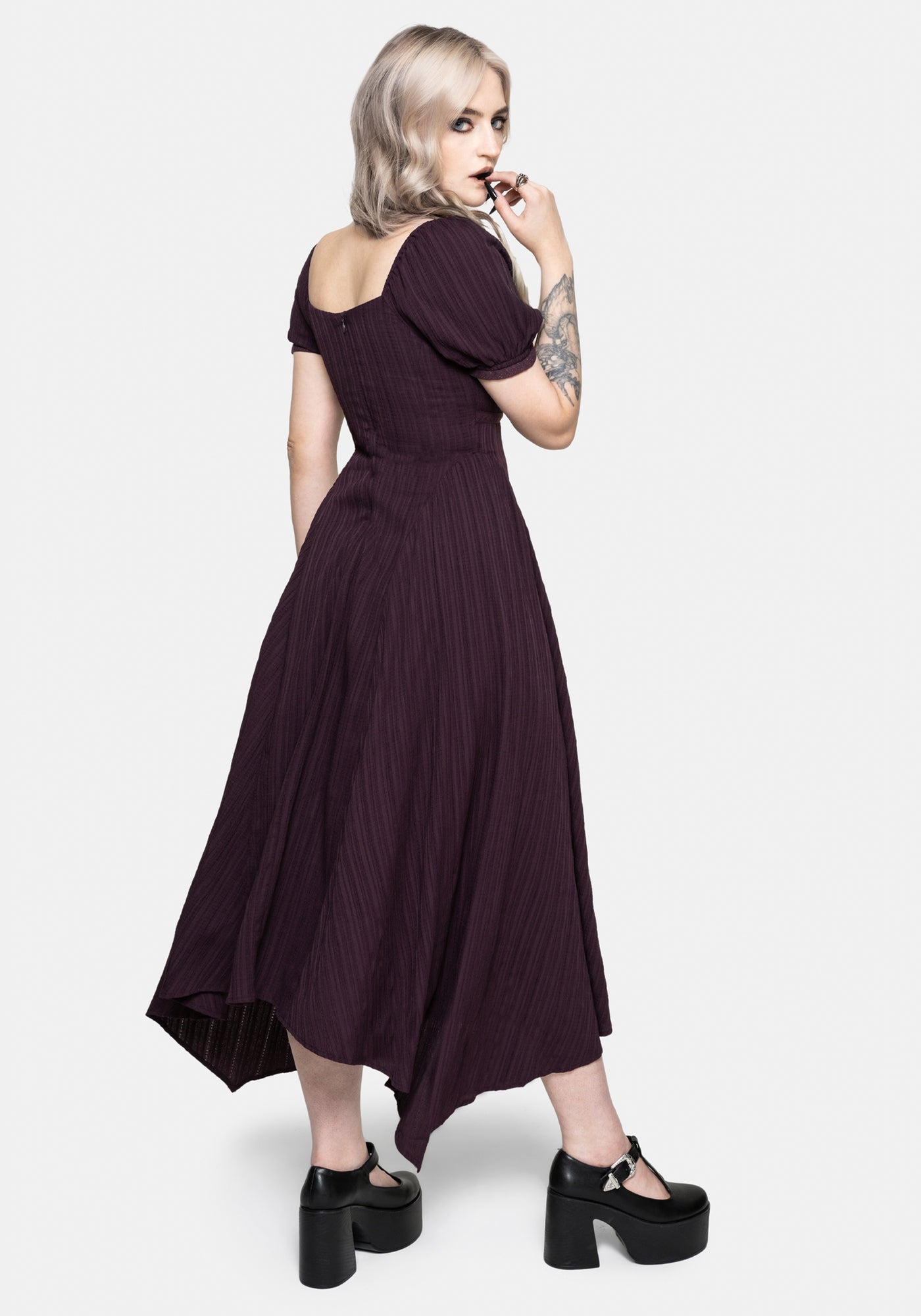 Fenella Keyhole Midi Dress - Plum  Disturbia