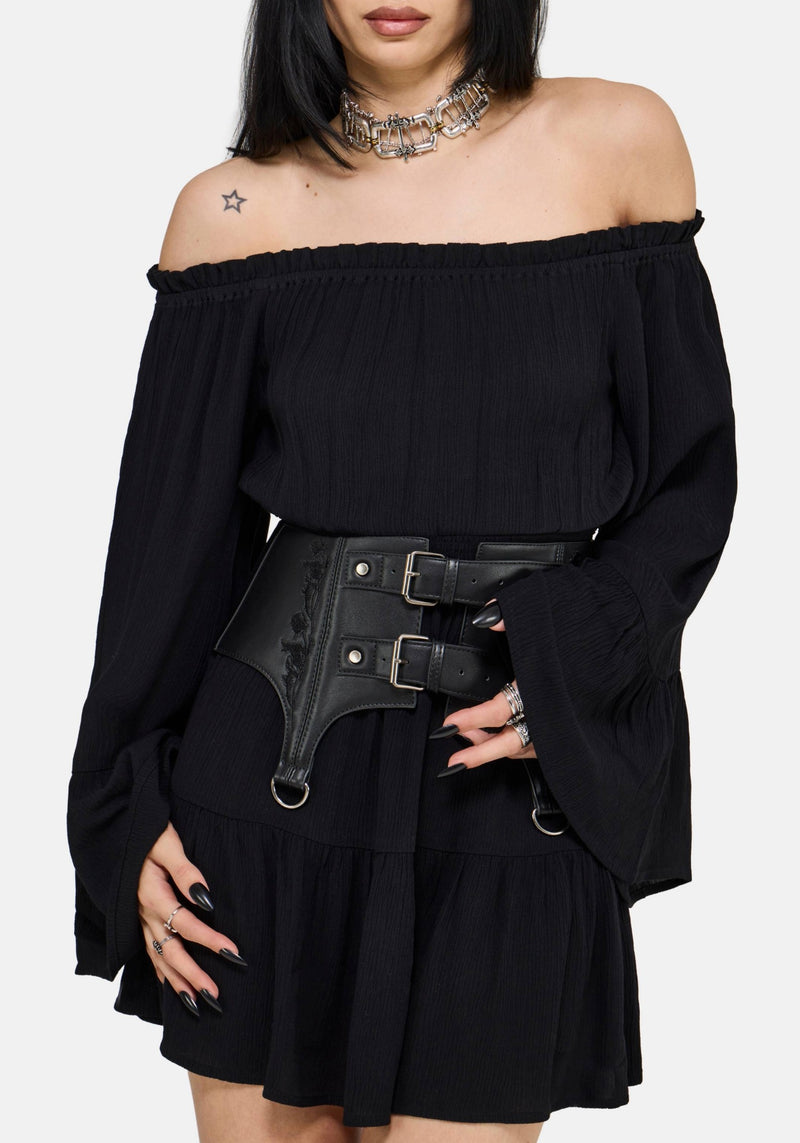 Amarantha Crinkle Bardot Mini Dress – Disturbia
