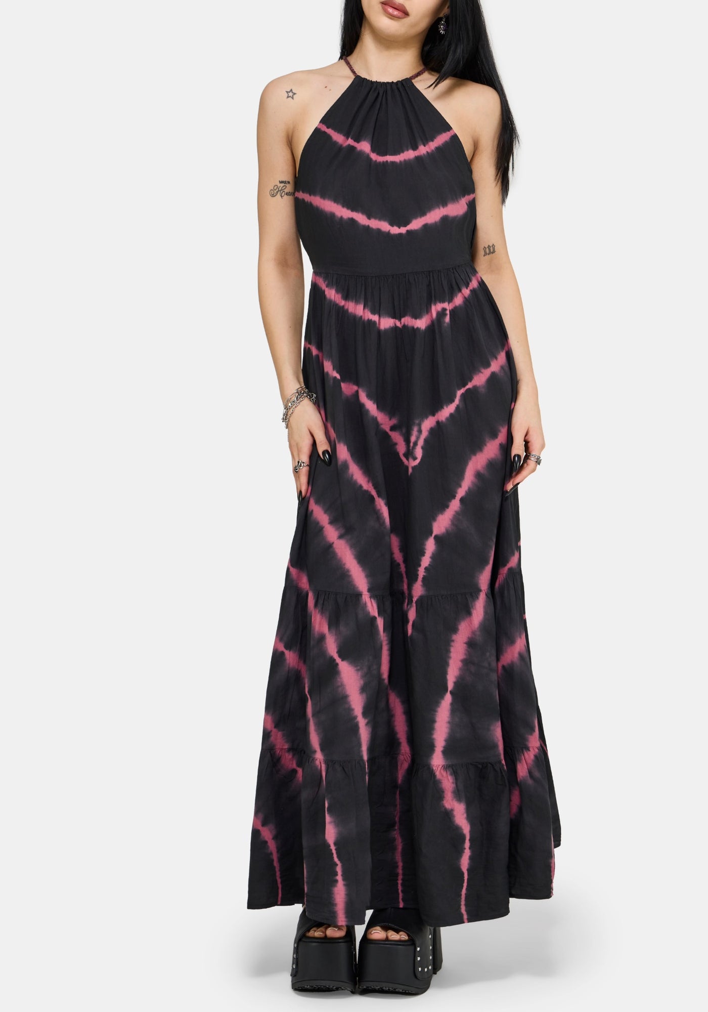 Noxielle Tie Dye Halter Neck Racer Maxi Dress Noxielle Tie Dye Halter Neck Racer Maxi Dress